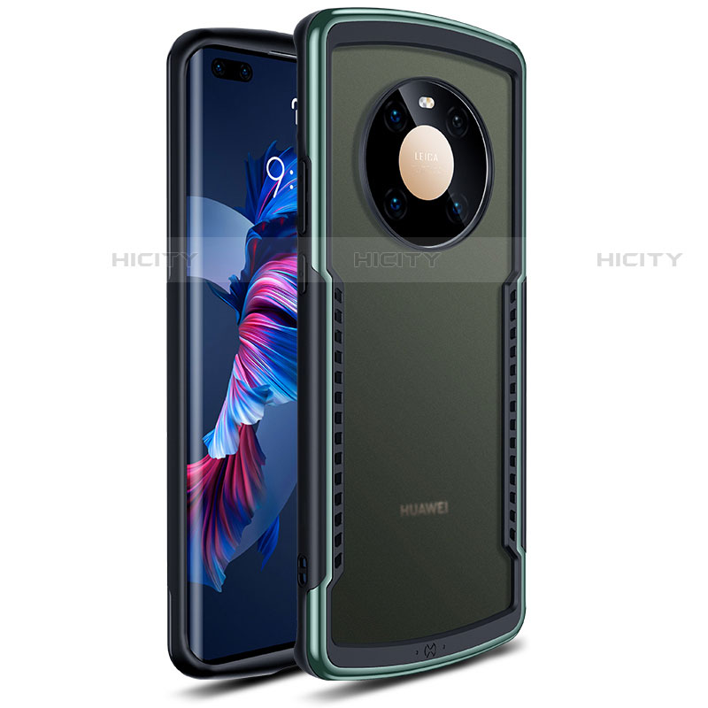 Custodia Silicone Trasparente Specchio Laterale Cover per Huawei Mate 40 Pro Verde