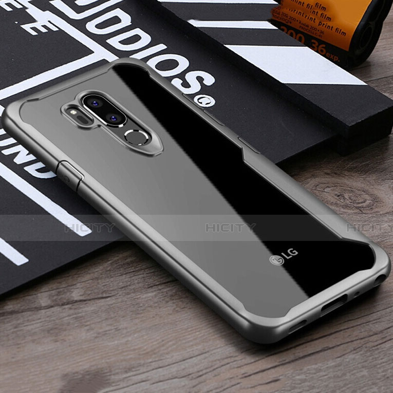 Custodia Silicone Trasparente Specchio Laterale Cover per LG G7 Grigio