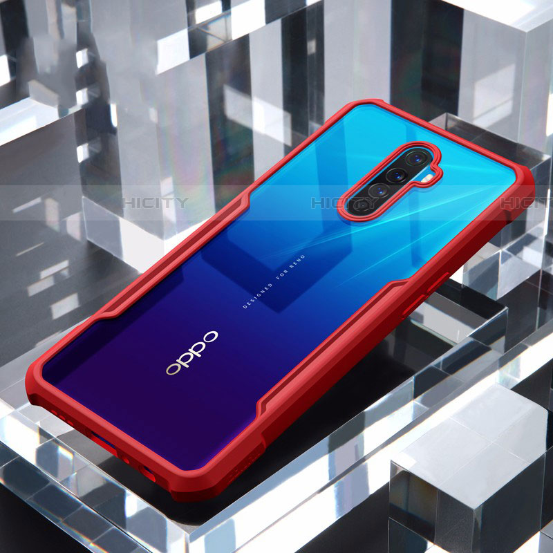 Custodia Silicone Trasparente Specchio Laterale Cover per Oppo Reno Ace Rosso