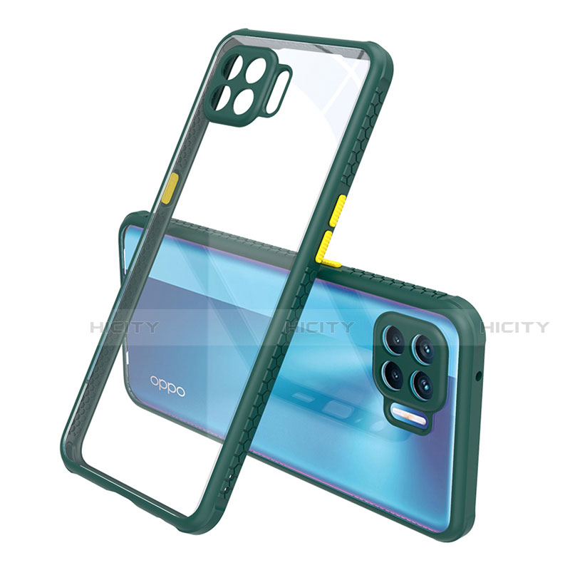 Custodia Silicone Trasparente Specchio Laterale Cover per Oppo Reno4 Lite Verde Notte