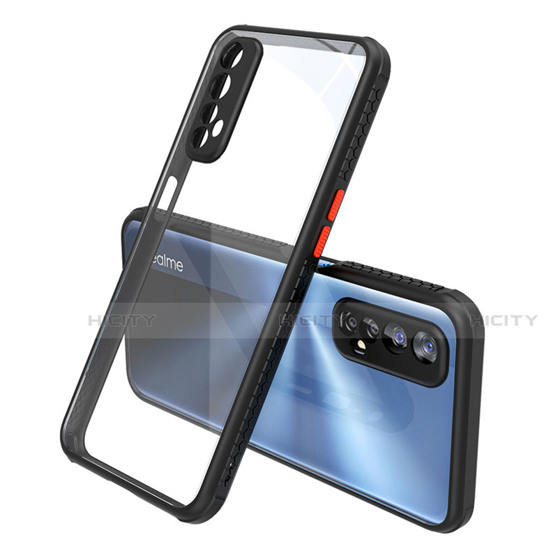 Custodia Silicone Trasparente Specchio Laterale Cover per Realme 7 Nero