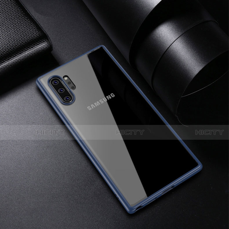 Custodia Silicone Trasparente Specchio Laterale Cover per Samsung Galaxy Note 10 Plus 5G Blu