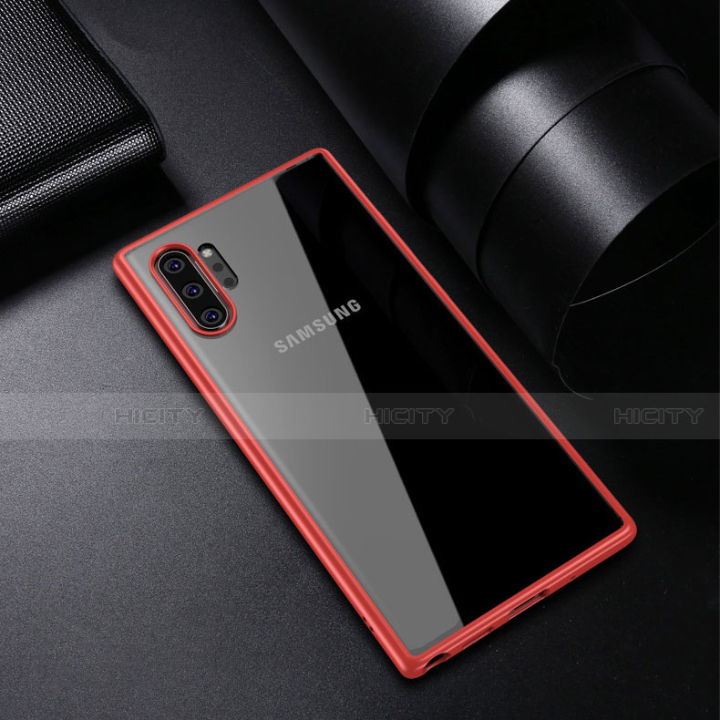 Custodia Silicone Trasparente Specchio Laterale Cover per Samsung Galaxy Note 10 Plus 5G Rosso