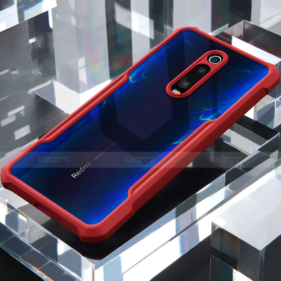 Custodia Silicone Trasparente Specchio Laterale Cover per Xiaomi Mi 9T Rosso