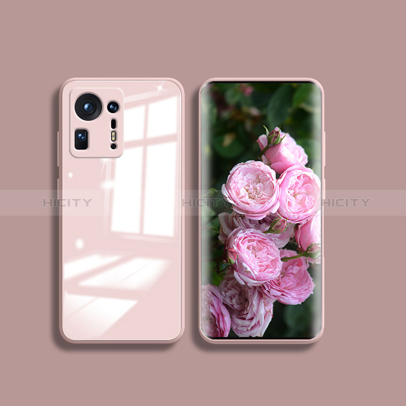 Custodia Silicone Trasparente Specchio Laterale Cover per Xiaomi Mi Mix 4 5G Oro Rosa