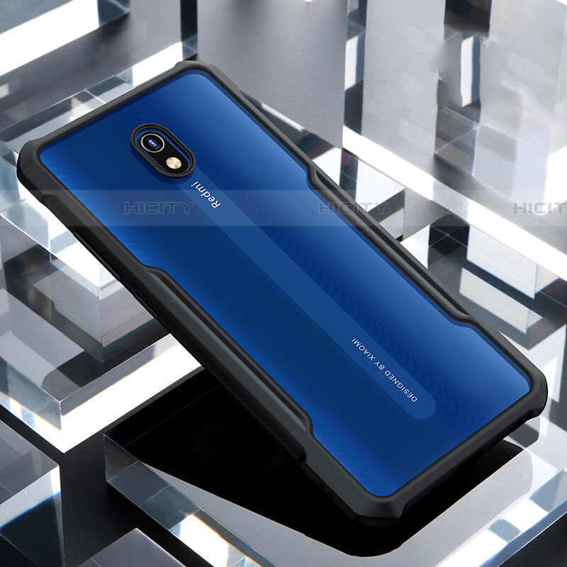 Custodia Silicone Trasparente Specchio Laterale Cover per Xiaomi Redmi 8A Nero