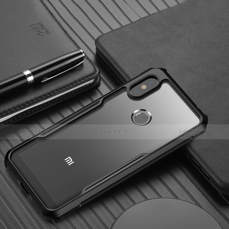 Custodia Silicone Trasparente Specchio Laterale Cover per Xiaomi Redmi Note 6 Pro Nero