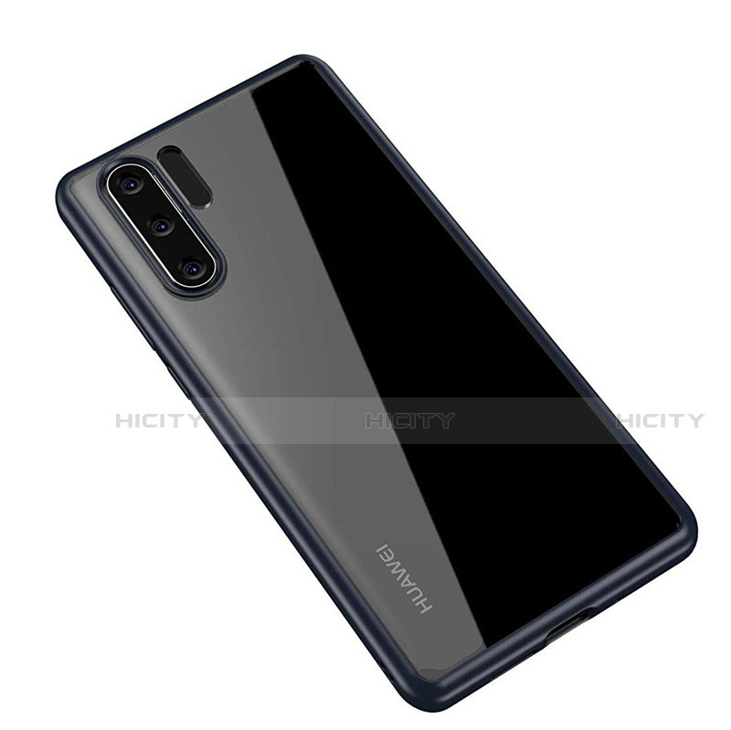 Custodia Silicone Trasparente Specchio Laterale Cover Z01 per Huawei P30 Pro Blu