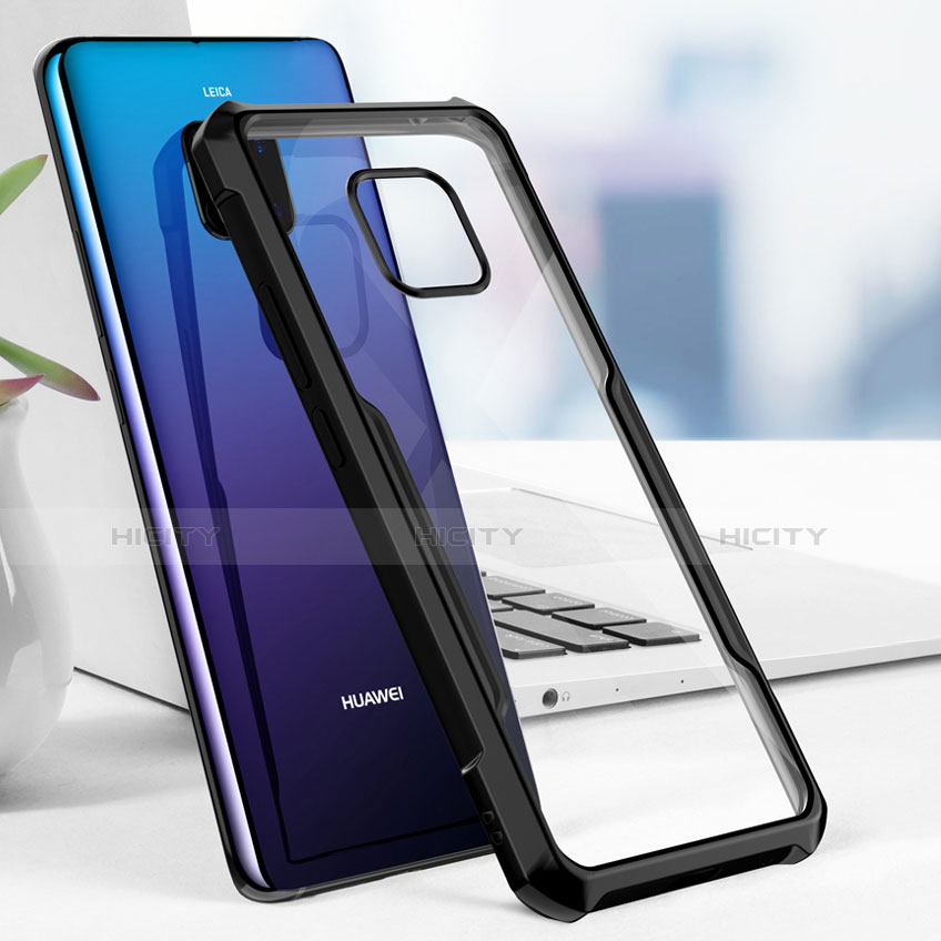 Custodia Silicone Trasparente Specchio Laterale per Huawei Mate 20 Pro Nero