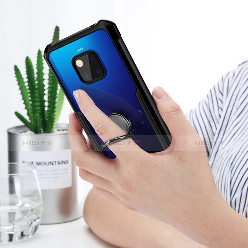 Custodia Silicone Trasparente Specchio Laterale per Huawei Mate 20 Pro Nero