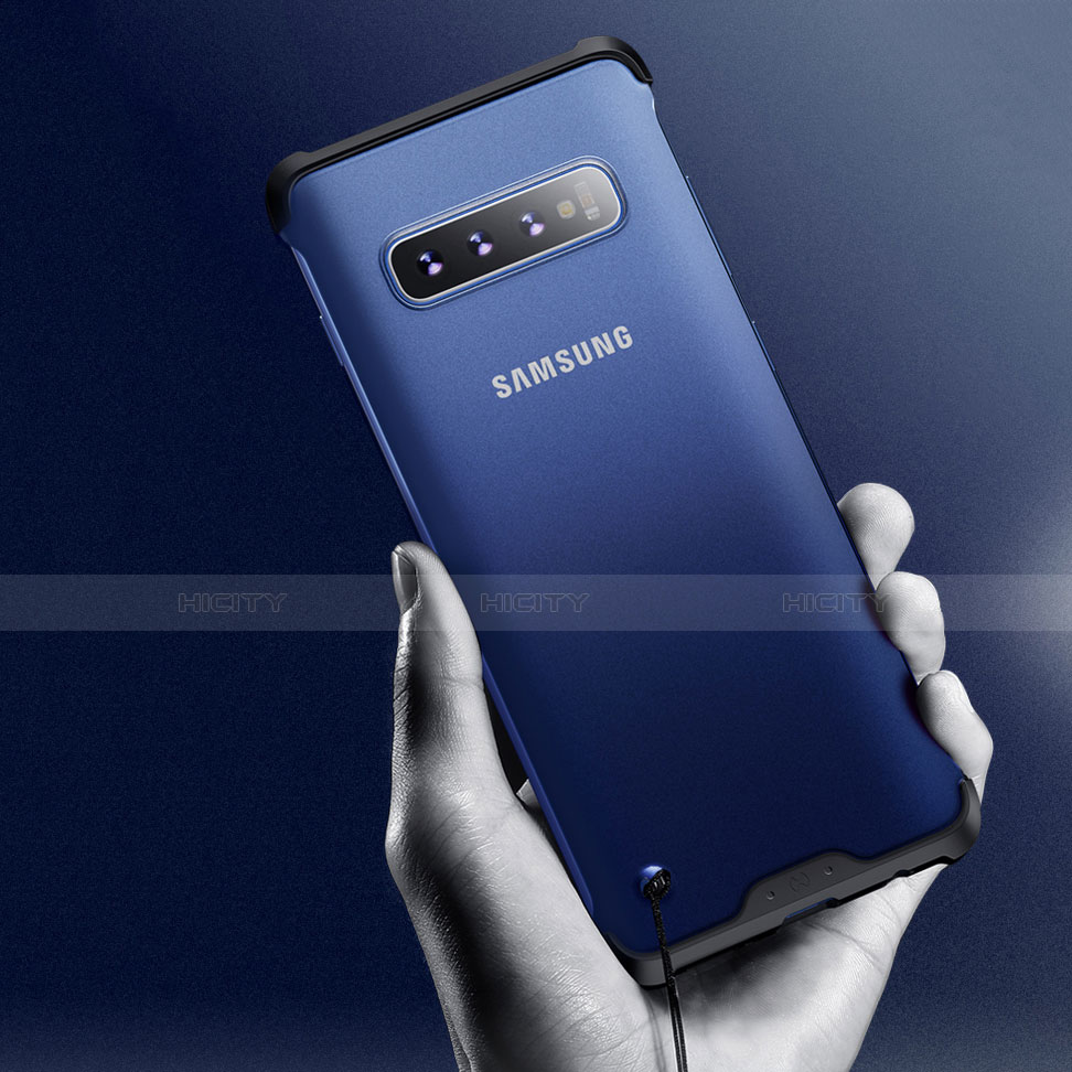 Custodia Silicone Trasparente Specchio Laterale per Samsung Galaxy S10 Blu