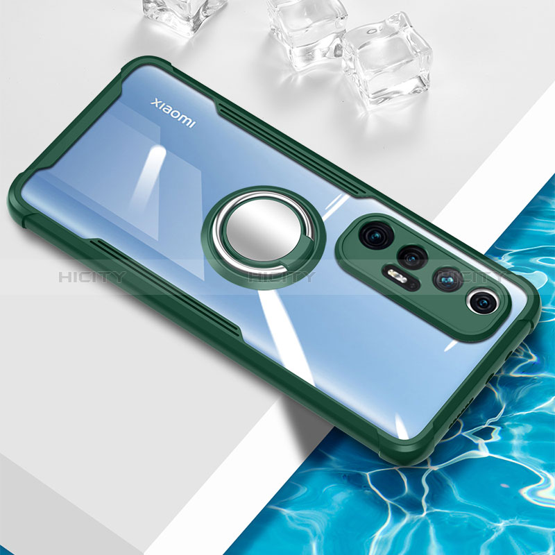 Custodia Silicone Trasparente Ultra Slim Cover Morbida con Magnetico Anello Supporto BH1 per Xiaomi Mi 10S 5G Verde