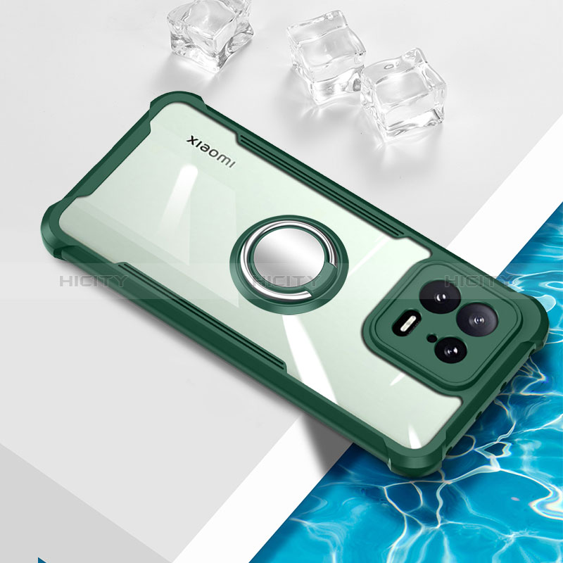Custodia Silicone Trasparente Ultra Slim Cover Morbida con Magnetico Anello Supporto BH1 per Xiaomi Mi 13 Pro 5G Verde