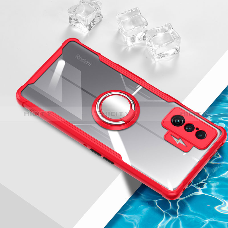 Custodia Silicone Trasparente Ultra Slim Cover Morbida con Magnetico Anello Supporto BH1 per Xiaomi Poco F4 GT 5G Rosso