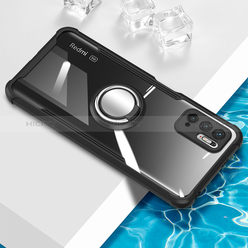 Custodia Silicone Trasparente Ultra Slim Cover Morbida con Magnetico Anello Supporto BH1 per Xiaomi POCO M3 Pro 5G