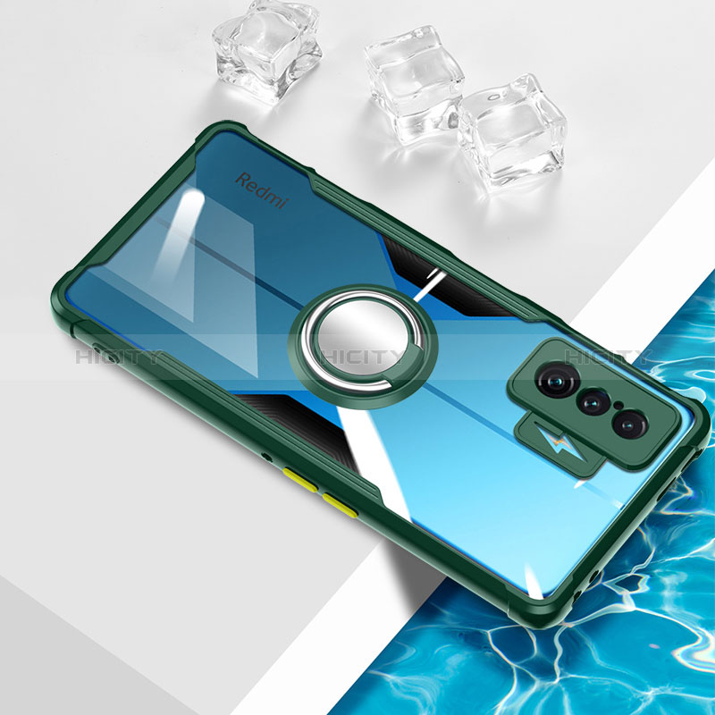 Custodia Silicone Trasparente Ultra Slim Cover Morbida con Magnetico Anello Supporto BH1 per Xiaomi Redmi K50 Gaming AMG F1 5G Verde