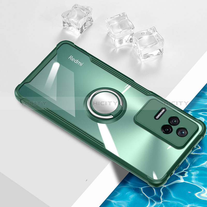 Custodia Silicone Trasparente Ultra Slim Cover Morbida con Magnetico Anello Supporto BH1 per Xiaomi Redmi K50 Pro 5G Verde