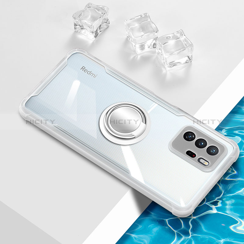 Custodia Silicone Trasparente Ultra Slim Cover Morbida con Magnetico Anello Supporto BH1 per Xiaomi Redmi Note 10 Pro 5G