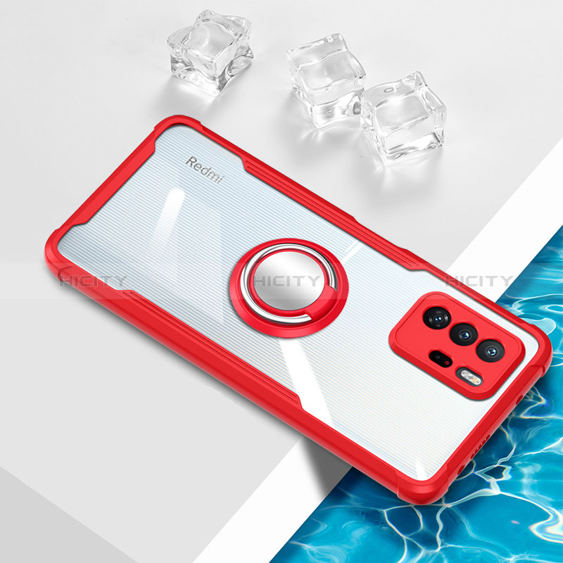 Custodia Silicone Trasparente Ultra Slim Cover Morbida con Magnetico Anello Supporto BH1 per Xiaomi Redmi Note 10 Pro 5G