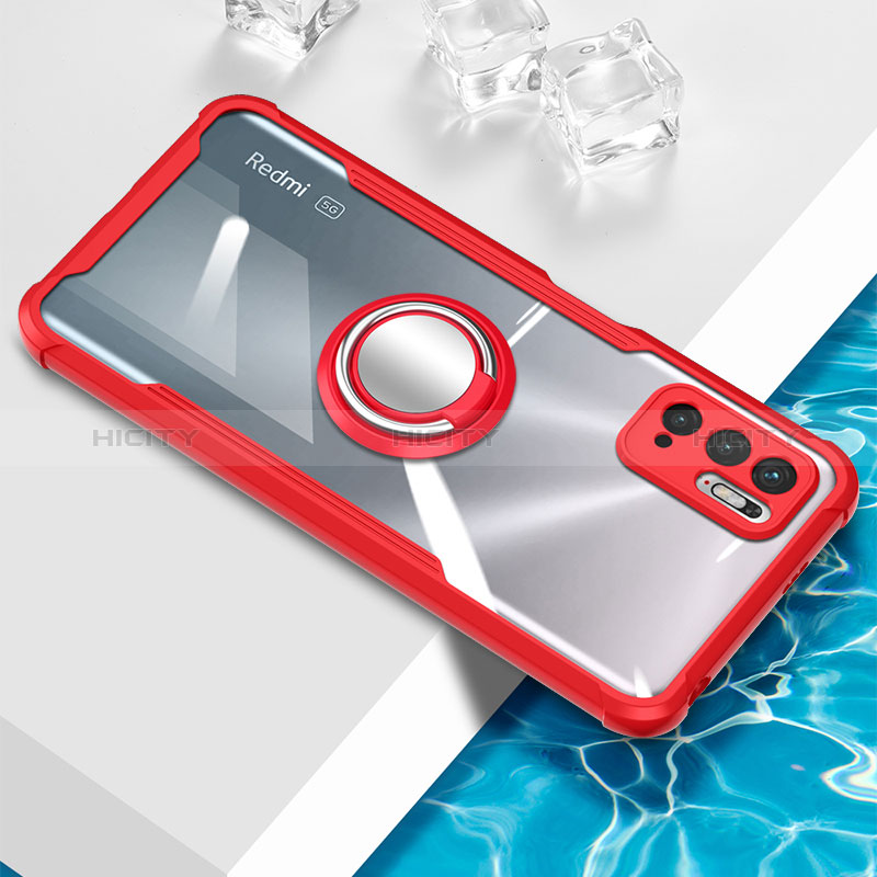 Custodia Silicone Trasparente Ultra Slim Cover Morbida con Magnetico Anello Supporto BH1 per Xiaomi Redmi Note 10T 5G