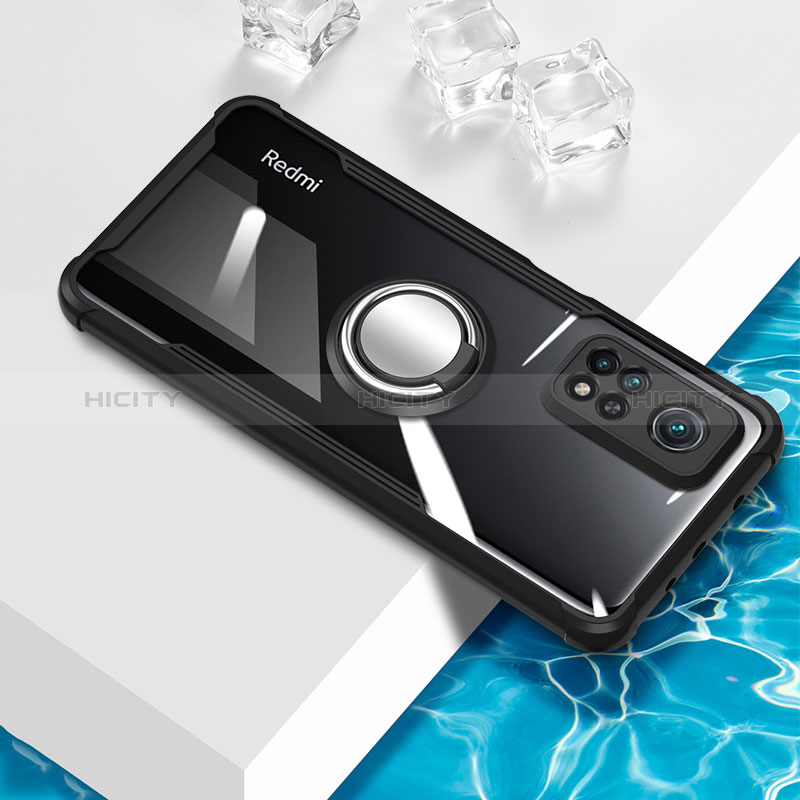 Custodia Silicone Trasparente Ultra Slim Cover Morbida con Magnetico Anello Supporto BH1 per Xiaomi Redmi Note 11 4G (2022) Nero