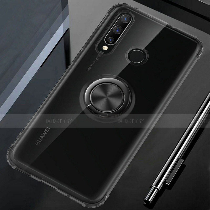 Custodia Silicone Trasparente Ultra Slim Cover Morbida con Magnetico Anello Supporto C01 per Huawei Honor 20E