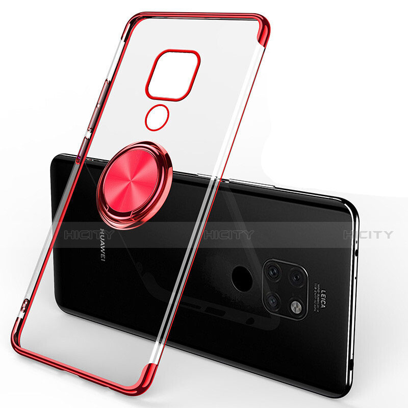 Custodia Silicone Trasparente Ultra Slim Cover Morbida con Magnetico Anello Supporto C01 per Huawei Mate 20