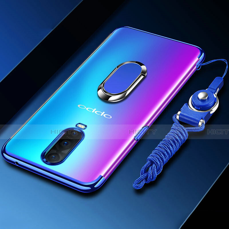 Custodia Silicone Trasparente Ultra Slim Cover Morbida con Magnetico Anello Supporto C01 per Oppo R17 Pro