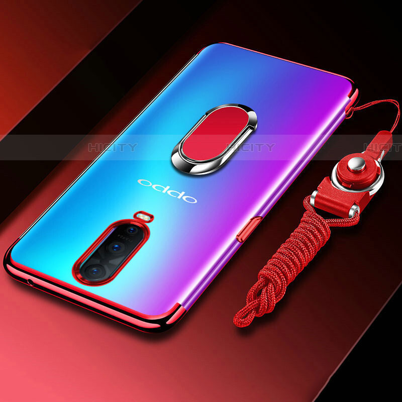 Custodia Silicone Trasparente Ultra Slim Cover Morbida con Magnetico Anello Supporto C01 per Oppo RX17 Pro