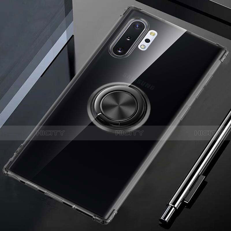 Custodia Silicone Trasparente Ultra Slim Cover Morbida con Magnetico Anello Supporto C01 per Samsung Galaxy Note 10 Plus