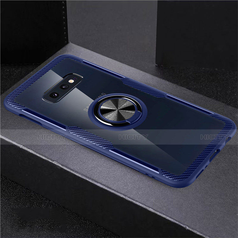 Custodia Silicone Trasparente Ultra Slim Cover Morbida con Magnetico Anello Supporto C01 per Samsung Galaxy S10e