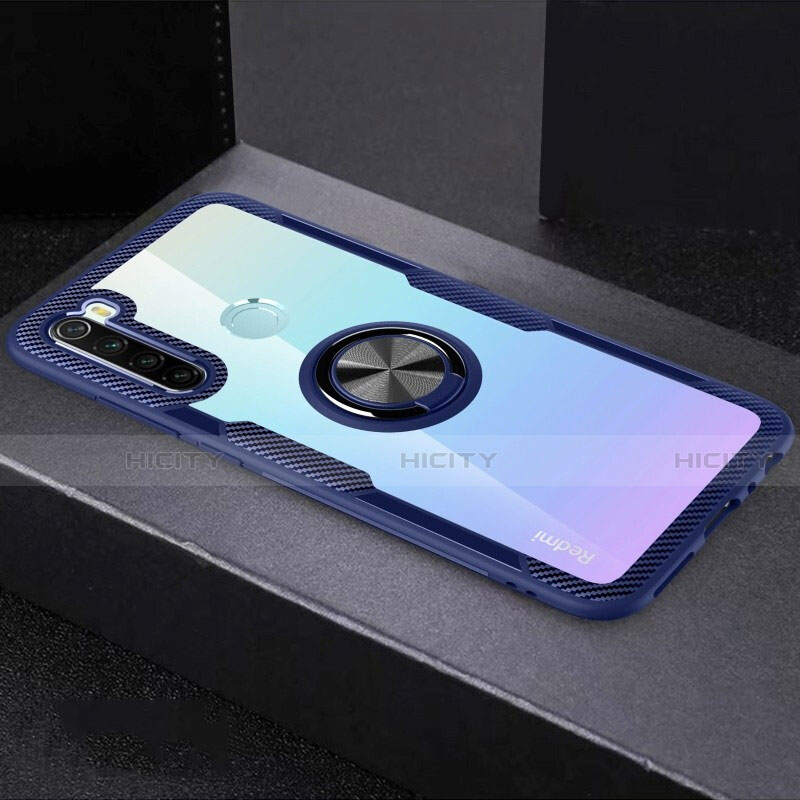 Custodia Silicone Trasparente Ultra Slim Cover Morbida con Magnetico Anello Supporto C01 per Xiaomi Redmi Note 8