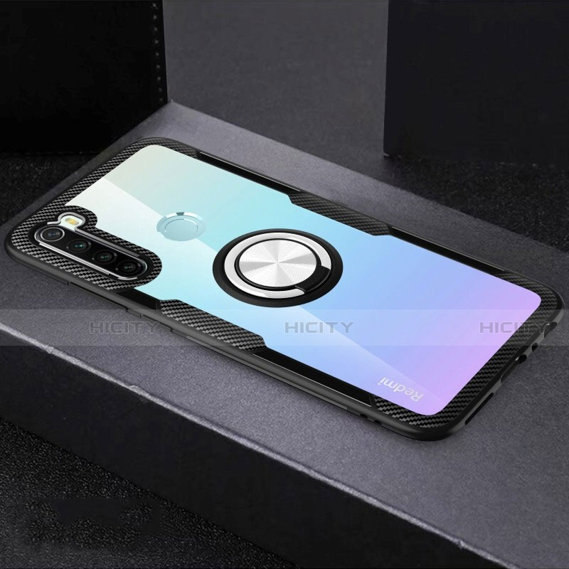 Custodia Silicone Trasparente Ultra Slim Cover Morbida con Magnetico Anello Supporto C01 per Xiaomi Redmi Note 8