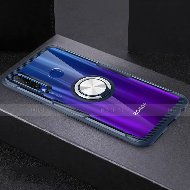 Custodia Silicone Trasparente Ultra Slim Cover Morbida con Magnetico Anello Supporto C02 per Huawei Honor 10i