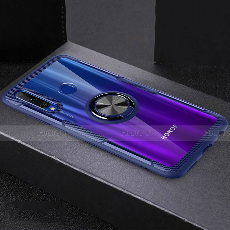 Custodia Silicone Trasparente Ultra Slim Cover Morbida con Magnetico Anello Supporto C02 per Huawei Honor 10i