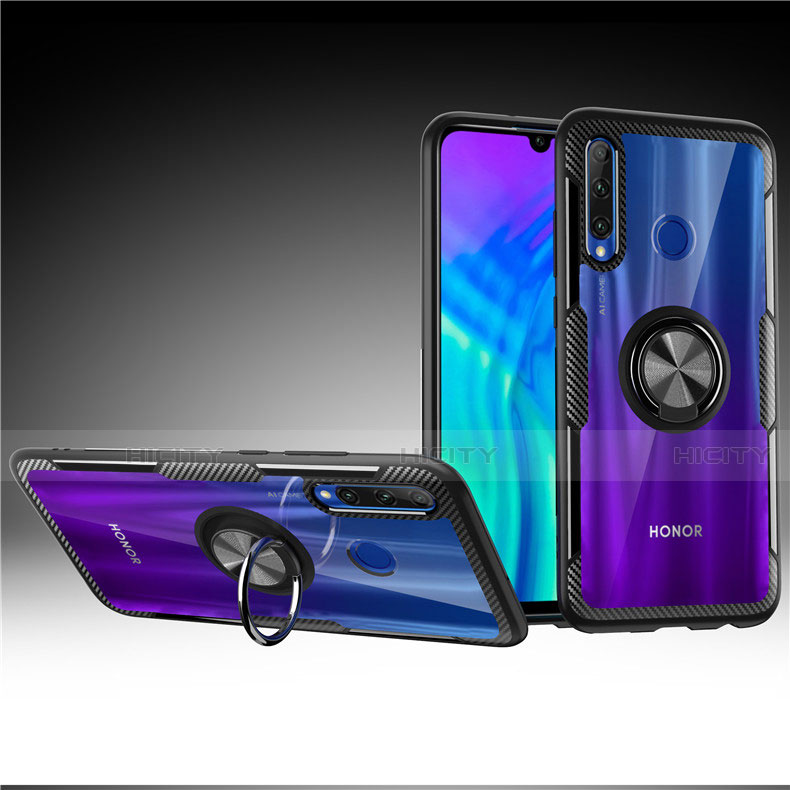 Custodia Silicone Trasparente Ultra Slim Cover Morbida con Magnetico Anello Supporto C02 per Huawei Honor 10i