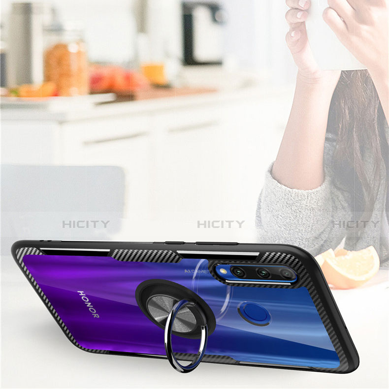 Custodia Silicone Trasparente Ultra Slim Cover Morbida con Magnetico Anello Supporto C02 per Huawei Honor 20i