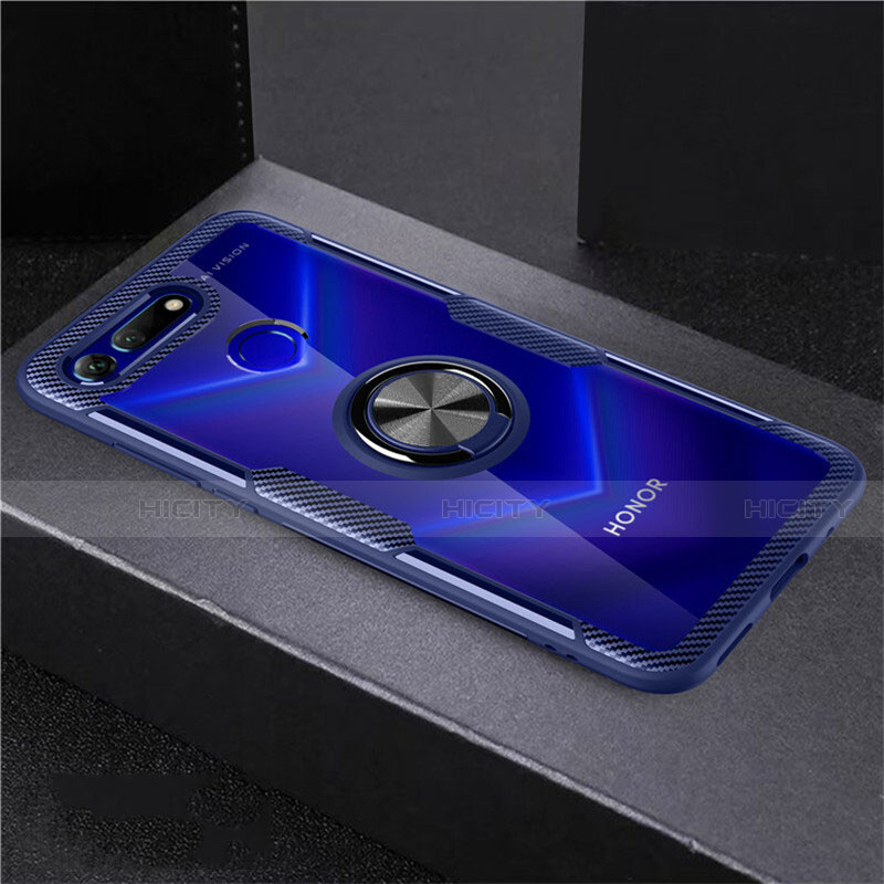 Custodia Silicone Trasparente Ultra Slim Cover Morbida con Magnetico Anello Supporto C02 per Huawei Honor View 20