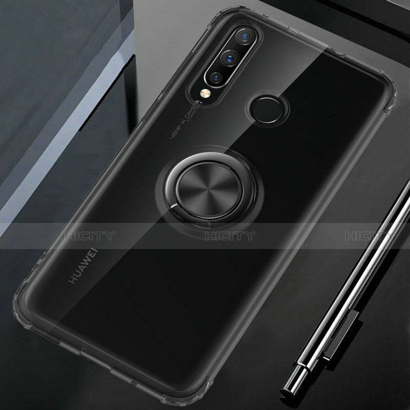 Custodia Silicone Trasparente Ultra Slim Cover Morbida con Magnetico Anello Supporto C02 per Huawei Nova 4e