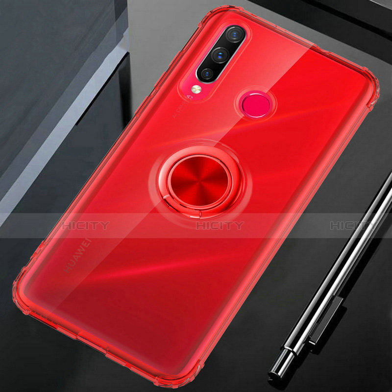 Custodia Silicone Trasparente Ultra Slim Cover Morbida con Magnetico Anello Supporto C02 per Huawei Nova 4e