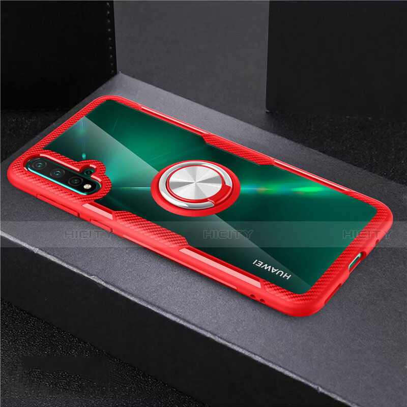 Custodia Silicone Trasparente Ultra Slim Cover Morbida con Magnetico Anello Supporto C02 per Huawei Nova 5