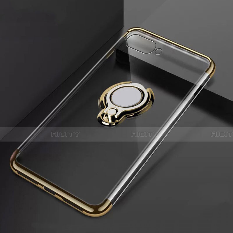 Custodia Silicone Trasparente Ultra Slim Cover Morbida con Magnetico Anello Supporto C02 per Oppo K1 Oro