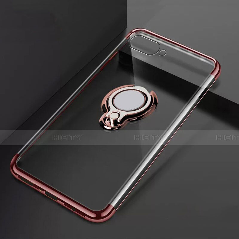 Custodia Silicone Trasparente Ultra Slim Cover Morbida con Magnetico Anello Supporto C02 per Oppo K1 Oro Rosa