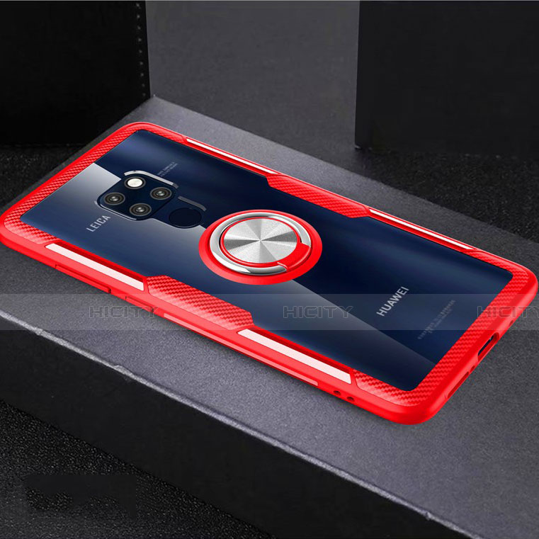 Custodia Silicone Trasparente Ultra Slim Cover Morbida con Magnetico Anello Supporto C03 per Huawei Mate 20 X 5G