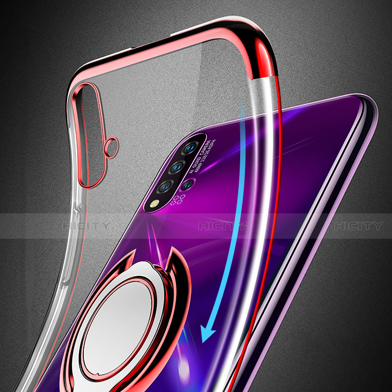 Custodia Silicone Trasparente Ultra Slim Cover Morbida con Magnetico Anello Supporto C03 per Huawei Nova 5