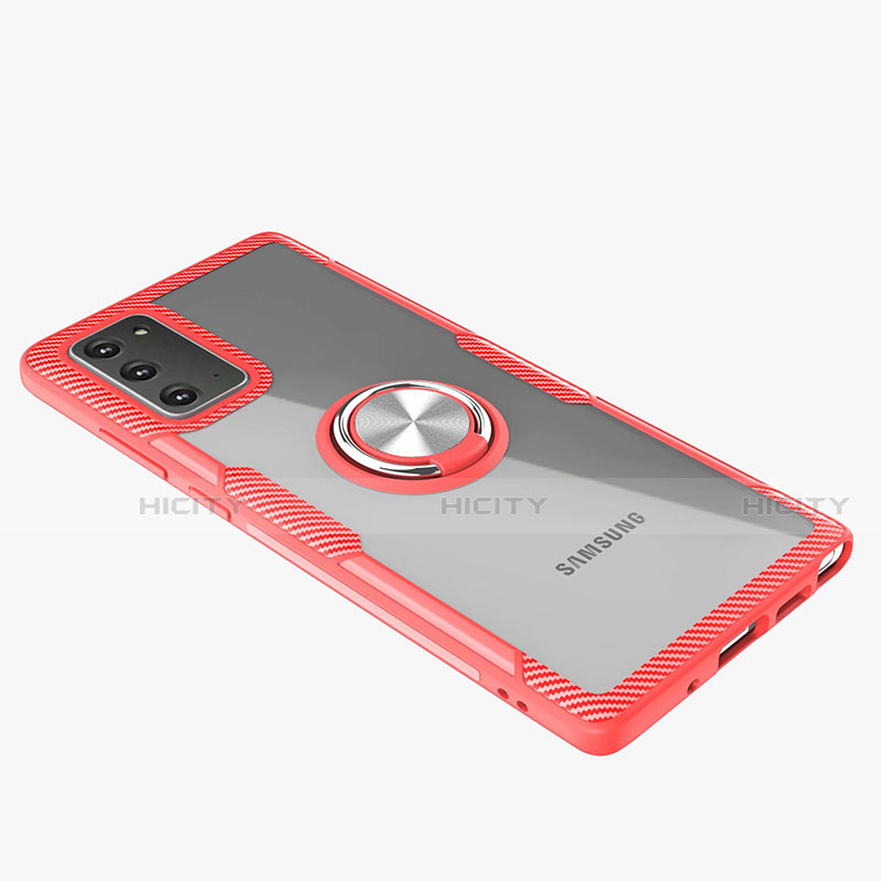 Custodia Silicone Trasparente Ultra Slim Cover Morbida con Magnetico Anello Supporto N01 per Samsung Galaxy Note 20 5G