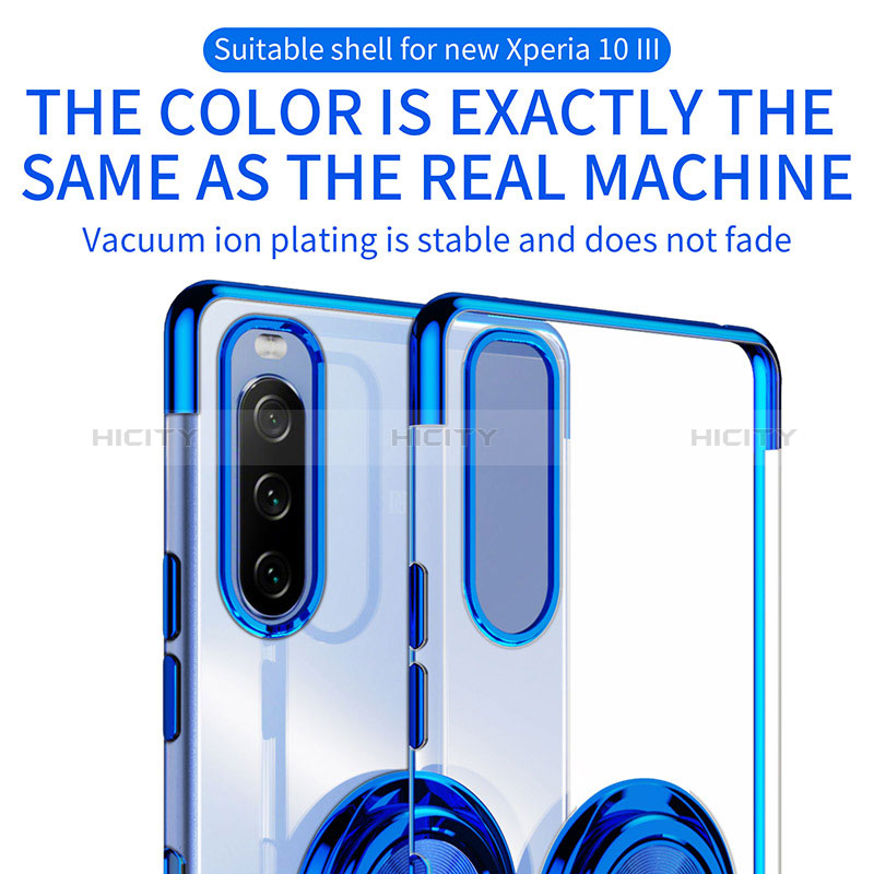 Custodia Silicone Trasparente Ultra Slim Cover Morbida con Magnetico Anello Supporto per Sony Xperia 10 III