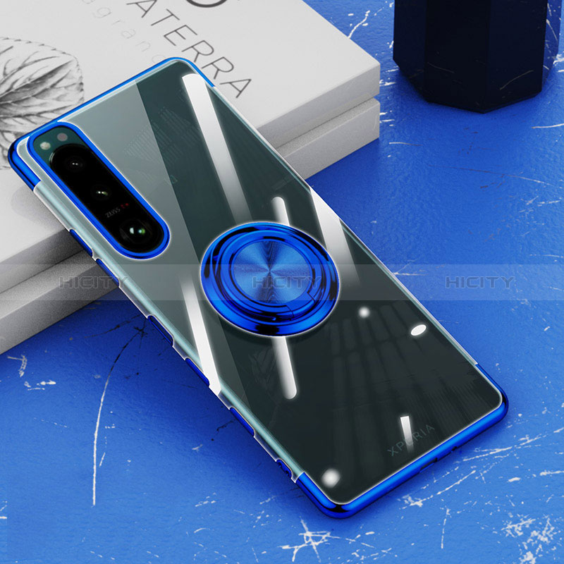 Custodia Silicone Trasparente Ultra Slim Cover Morbida con Magnetico Anello Supporto per Sony Xperia 5 III SO-53B