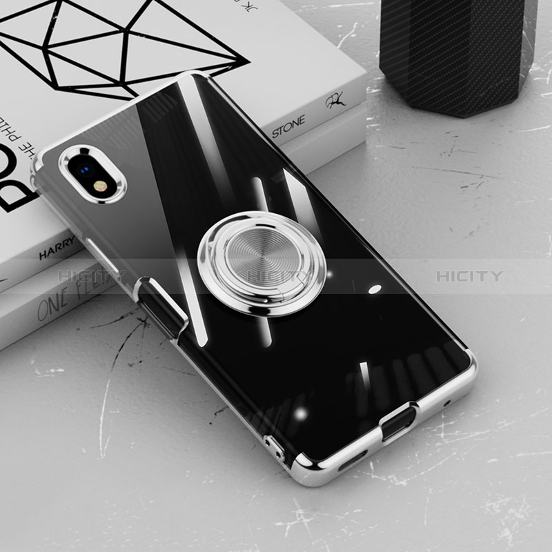 Custodia Silicone Trasparente Ultra Slim Cover Morbida con Magnetico Anello Supporto per Sony Xperia Ace III SO-53C Argento
