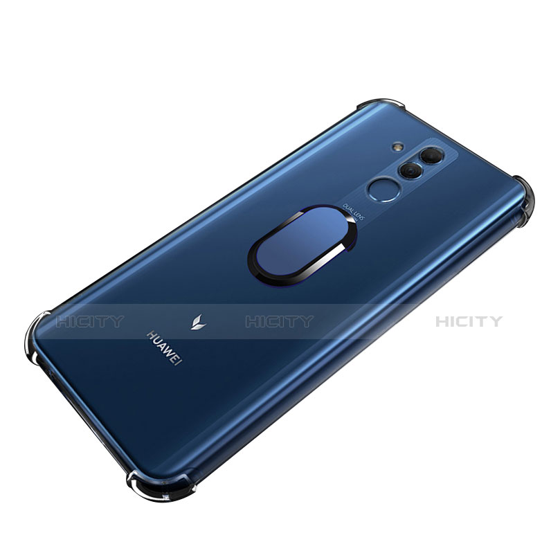 Custodia Silicone Trasparente Ultra Slim Cover Morbida con Magnetico Anello Supporto S01 per Huawei Mate 20 Lite